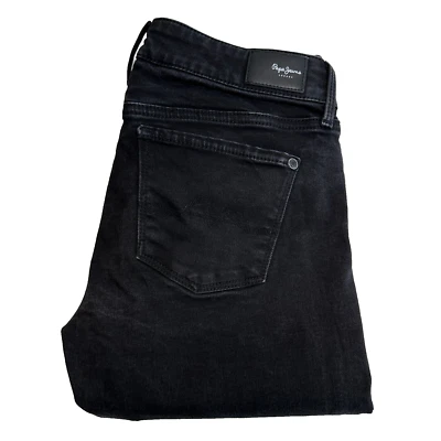 Jeans Pepe para mujer W28 L30 negro calce ajustado pierna ajustada elástico denim Y2K vintage - Imagen 1 de 4