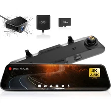 WOLFBOX G900 4K Mirror Camera Rear View Dash Cam Front and Rear cam Free SD Card