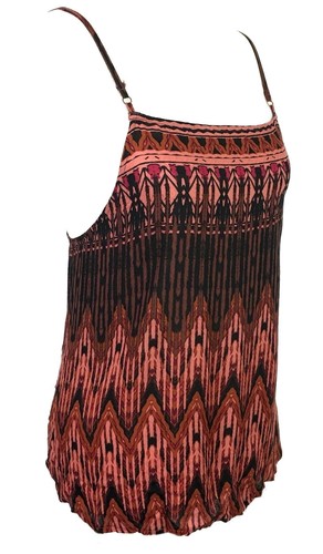 Free People Cross Back Tank Large 10 12 Cami Tobacco Cutaway Back Vibrant Print - Picture 9 of 16