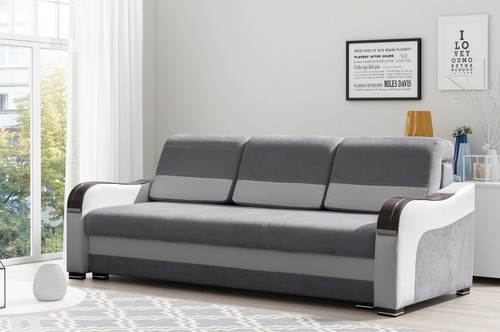 Braun Beige Sofa Volta mit Kunstleder Schlaffsofa Dreisitzersofa Wohnzimmersofa - Bild 3 von 12