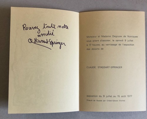 Claude Stassart-Springer — Exhibition Catalogue + Signed Invitation — 1977. - Picture 3 of 21