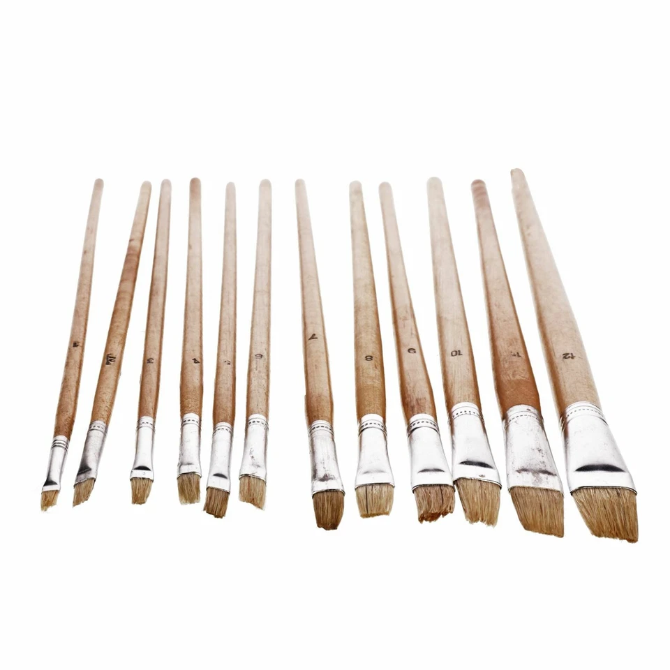 12 piezas Jumbo Flat Artist Cepillos Manijas de madera Cepillo de pintura Mod... - Imagen 2 de 3