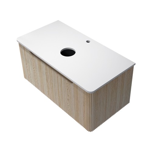 ACA Wall Hung Vanity Unit 610/750/910mm Cabinet Single Drawer Stone Counter Top - Picture 33 of 71