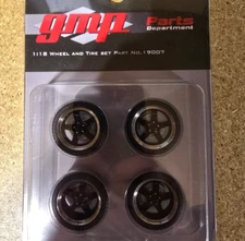 GMP 1/18 5 SPOKE BLACK PRO TOURING WHEEL AND TIRE SET 19007