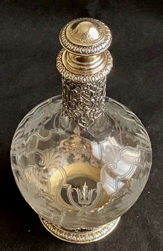 Elegant Antique Cut Crystal And Gilded Sterling Silver Carafe 19th Century - Picture 5 of 12