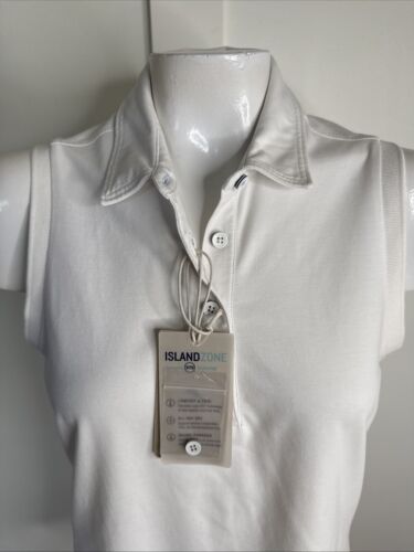 Tommy Bahama Womens White Size S/P 1/4 Button Polo Golf Top Sleeveless Cotton - Picture 2 of 5