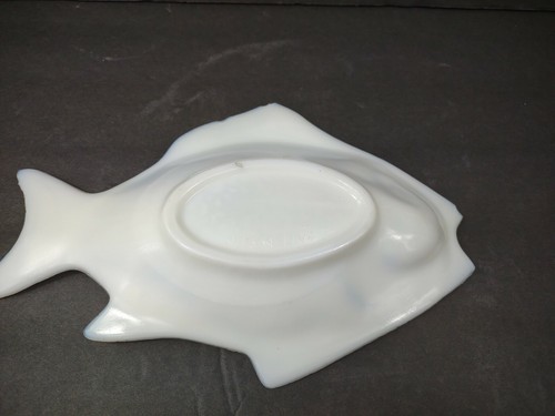 Antique Milk Glass Atterbury Fish Dish Bowl Patented June 4th 1872 Trinket - Picture 5 of 10
