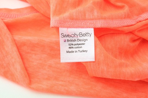 SWEATY BETTY Crop Hoody Vest Women T-Shirt XL Orange Sleeveless Hooded Sport - Picture 7 of 8