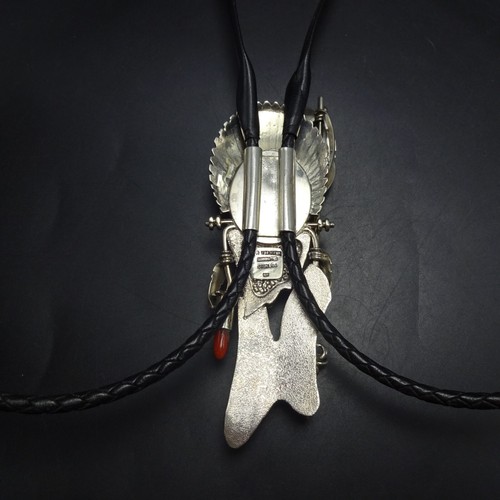 Spektakuläre RAY WINNER Sterlingsilber 14K TÜRKIS KORALLEN Kriegerhäuptling BOLO Krawatte - Bild 3 von 21