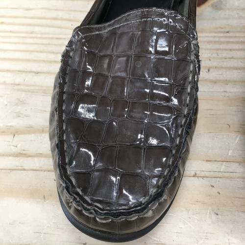 Clarks Bendables Shoes Womens 10 M Loafer Brown Faux Patent Leather Animal Print - Picture 4 of 15