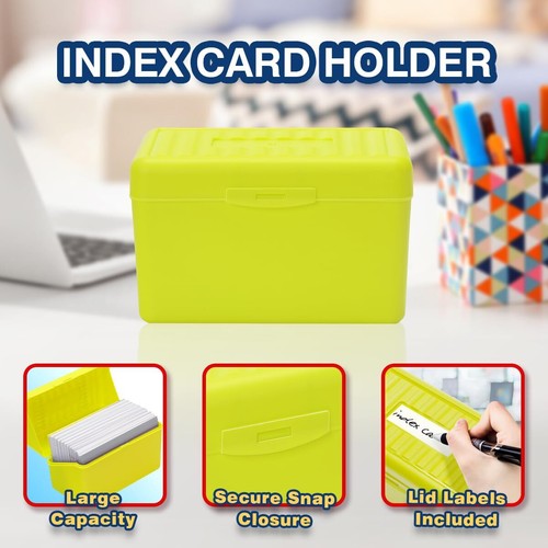3x5 Index Card Holder Organizer with Dividers Plastic Index Flash Card Box - Picture 6 of 7
