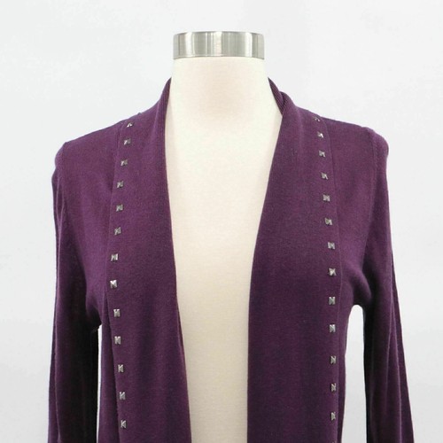 Jigsaw Cardigan Sweater Womens S Small Purple Silk Cashmere Open Front Studs - Picture 3 of 10