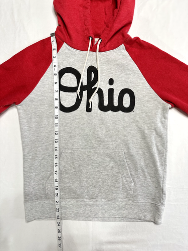 Homage Script Ohio Hooded Sweatshirt Gray Red Youth Medium Hoodie - Picture 3 of 6