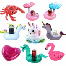 Inflatable Cup Drink Holder Unicorn Flamingo Swimming Pool Float Party 1PC