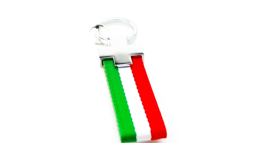 Euro Italian Flag Stripe Nylon Band w/ Inner Leather Key Fob Chain Keychain Ring - Video 1 of 1