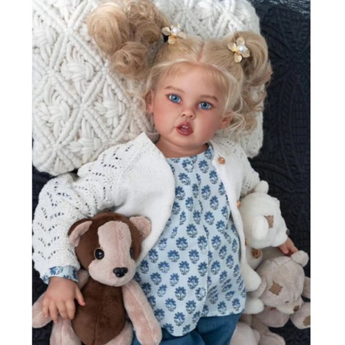 Muñeca Bebé Niña Renacida 30 pulgadas Acabada Cressida con Pelo Largo Amarillo Muñeca Regalo NUEVA - Imagen 2 de 2
