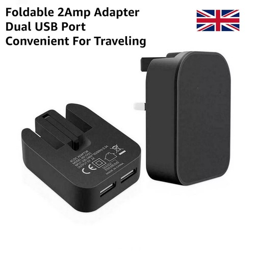 3 AMP Fast Dual Twin 2 Port USB Folding Charger UK Mains Wall Plug Adapter 3Pin - Picture 2 of 12