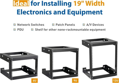 Compact 12U Wall-Mount Cab - Open Design, Alloy Steel for Servers & Consoles - Picture 10 of 11