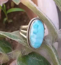 Larimar Gemstone 925 Sterling Silver Handmade Statement Ring All Size  R88