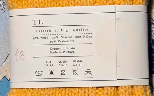 Thunders Love Chunky Ribbed Socks Wool Cashmere Yellow UK 5.5-10 EU 39-45 RRP£28 - Picture 4 of 6