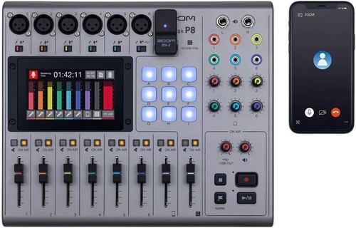 ZOOM PodTrak P8 Workstation für Podcast Recorder Smartphone Tablet Brandneu - Bild 5 von 7