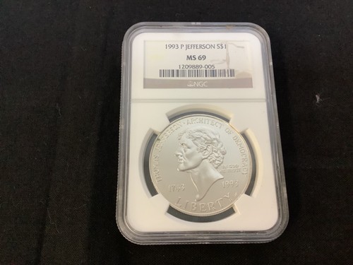 1993-P Thomas Jefferson $1 Commemorative Silver Dollar NGC MS69!