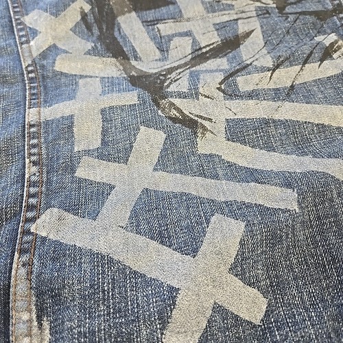 Andy Warhol Factory x Levi's Collab Denim Trucker Vest Men's L Cross Skull Pins - Picture 16 of 20