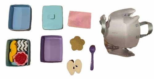 American Girl STACKABLE LUNCH SET for DOLL playfood napkins carrier RETIRED NEW - Picture 3 of 5