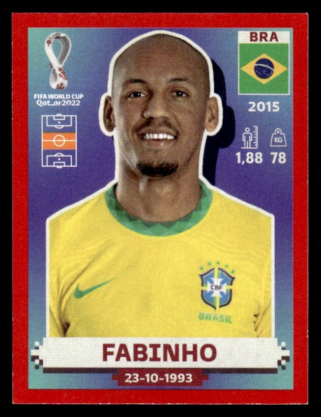 Fabinho Red 2022 Panini FIFA World Cup Qatar #BRA 12 Sticker Brazil