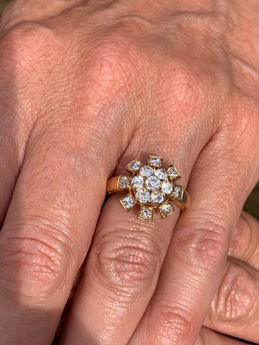 18ct gold diamond old cut cluster ring - Imagen 6 de 6