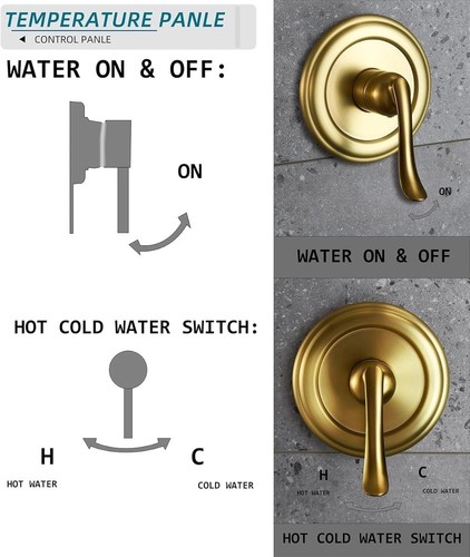 ELLO&ALLO Bathroom Shower Faucet Set Mixing Valve and Trim Kit, Complete Show... - Picture 5 of 6