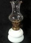 Vintage Milk Glass Hobnail & Clear Glass Hurricane Lamp 6.5" Tall Hong Kong