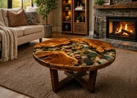 Clear Epoxy Resin River Table – Handmade Solid Walnut Wood Dining Table Decor