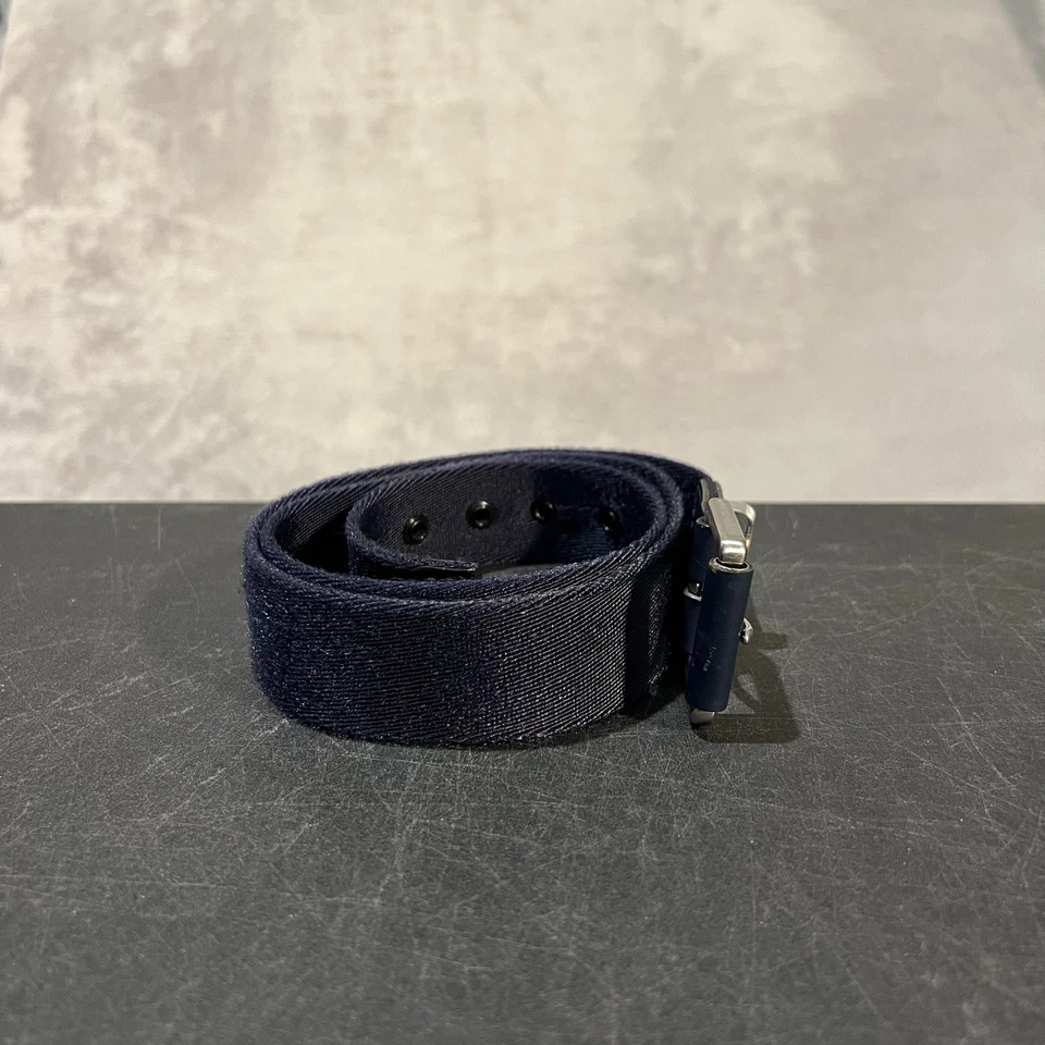 Cinturón RLX Ralph Lauren para Hombres 34 Azul Marino Tela Cuero Borde Hebilla Gunmetal Foto 4 de 4