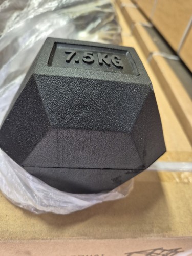 Hex Dumbbells Rubber Encased Cast Iron Home Weights Gym Fitness Sports 2x7.5kg - Picture 6 of 7