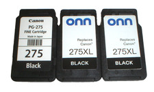 Lot of 3 EMPTY Canon ONN Black Inkjet Printer Ink Cartridges PG-275XL PG-275