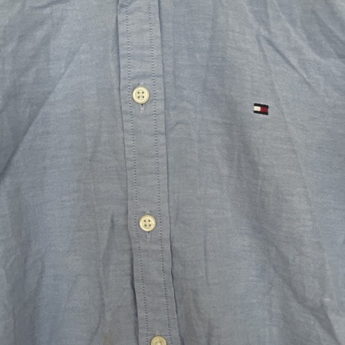 SIZE S Blue TOMMY HILFIGER Slim Fit Stretch Mens Casual Shirt Work Holiday Smart - Picture 2 of 6
