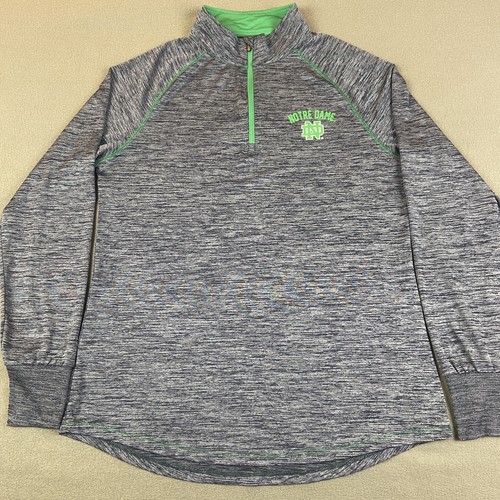 Notre Dame Fighting Irish Shirt Womens XL Gray 1/4 Zip Pullover Performance - Picture 2 of 9