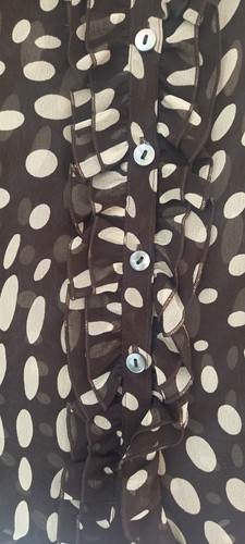 CC Petite 100% Silk Chocolate And Cream Blouse - Picture 3 of 8