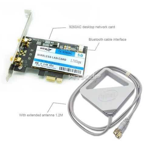 Intel 9260 Dual-Band 802.11ac 1730Mbps +Bluetooth 5 PCIe Desktop Wifi Card WTXUP - Picture 2 of 3