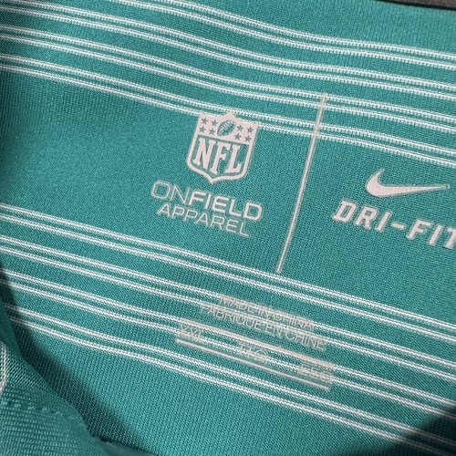 Miami Dolphins Shirt Men's XXL Nike Dri-Fit NFL On Field Teal Striped Polo - Picture 3 of 7