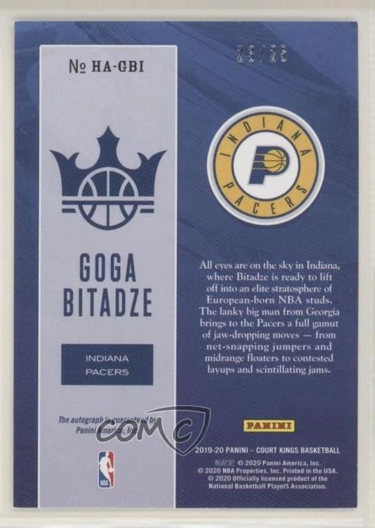 2019-20 Panini Court Kings Heir Apparent Jade /25 Goga Bitadze Rookie Auto RC - Image 2 of 2