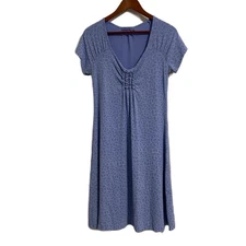 Fresh Produce Dress Women M Blue Emma Floral Pullover Stretch Cottage Comfy USA