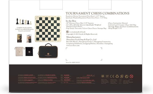 Tournament Chess Set: 20''x20'' Silicone Board with Quadruple Weighted Pieces - Picture 13 of 15