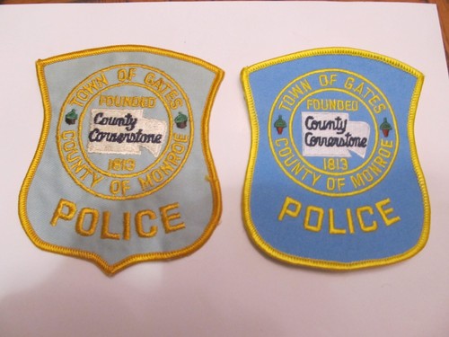 New York Gates Town Polizei Patch Set veraltet L Käsetuch verschiedene Blautöne & Formen