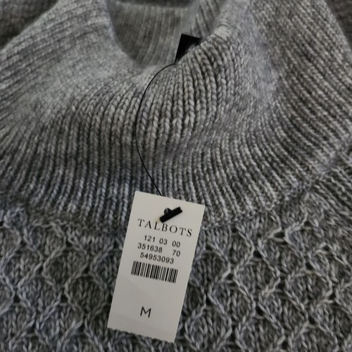 Talbots NWT Gray Knit Faux Turtleneck Sweater Size MED - Picture 2 of 8