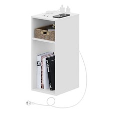WOLTU Nachttisch mit Ladefunktion Steckdosen USB-Anschlüssen Beistelltisch Weiß