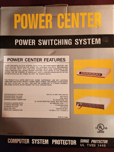 Vintage Memorex Power Center UL TVSS1449 PC Outlet Surge Protector - NEW IN BOX - Bild 2 von 2