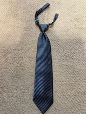 black/charcoal striped pre-tied long tie