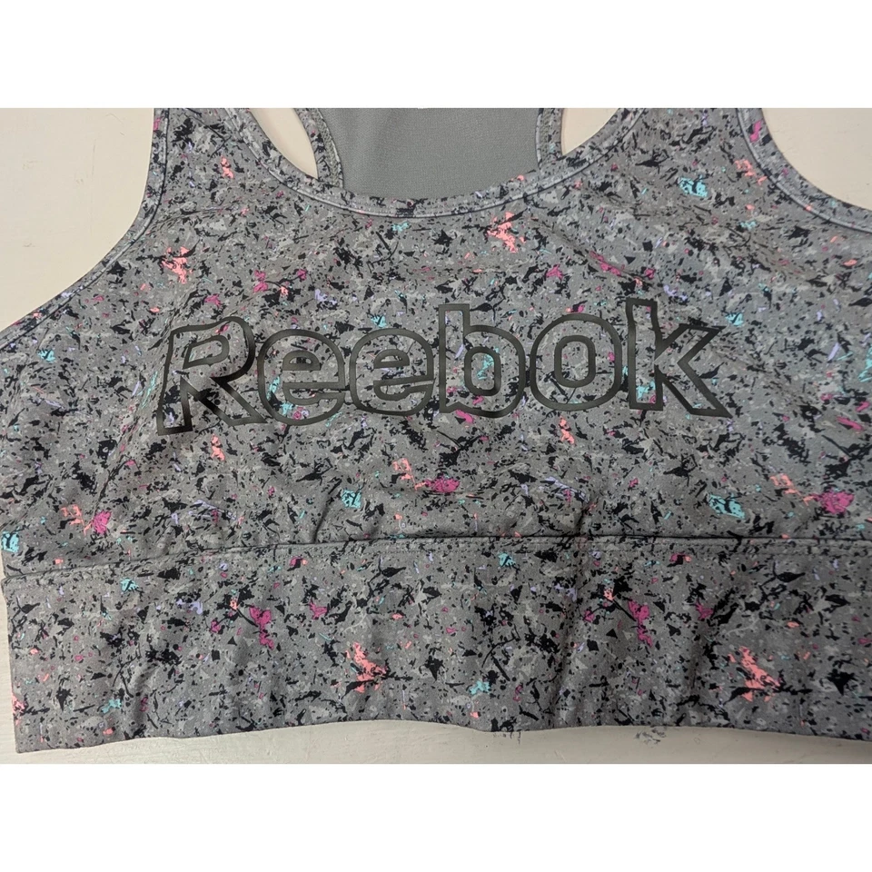 Sutiã esportivo Reebok cinza racerback alto suporte tamanho G roupa ativa academia multicolorido - Imagem 4 de 4
